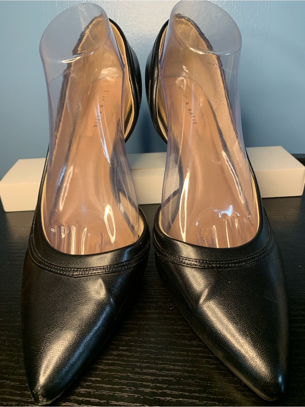 Kelly & Katie Black Pointed-Toe Low Heel Pumps
